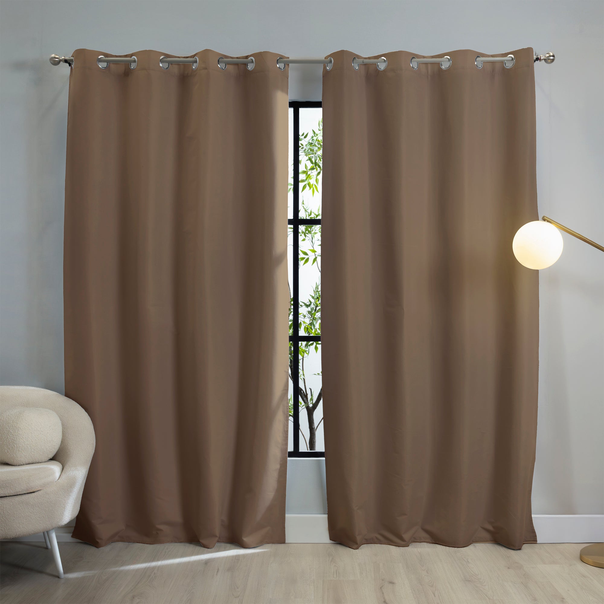 VIANNEY Set De Cortinas Blackout Con Argollas Catania Moka