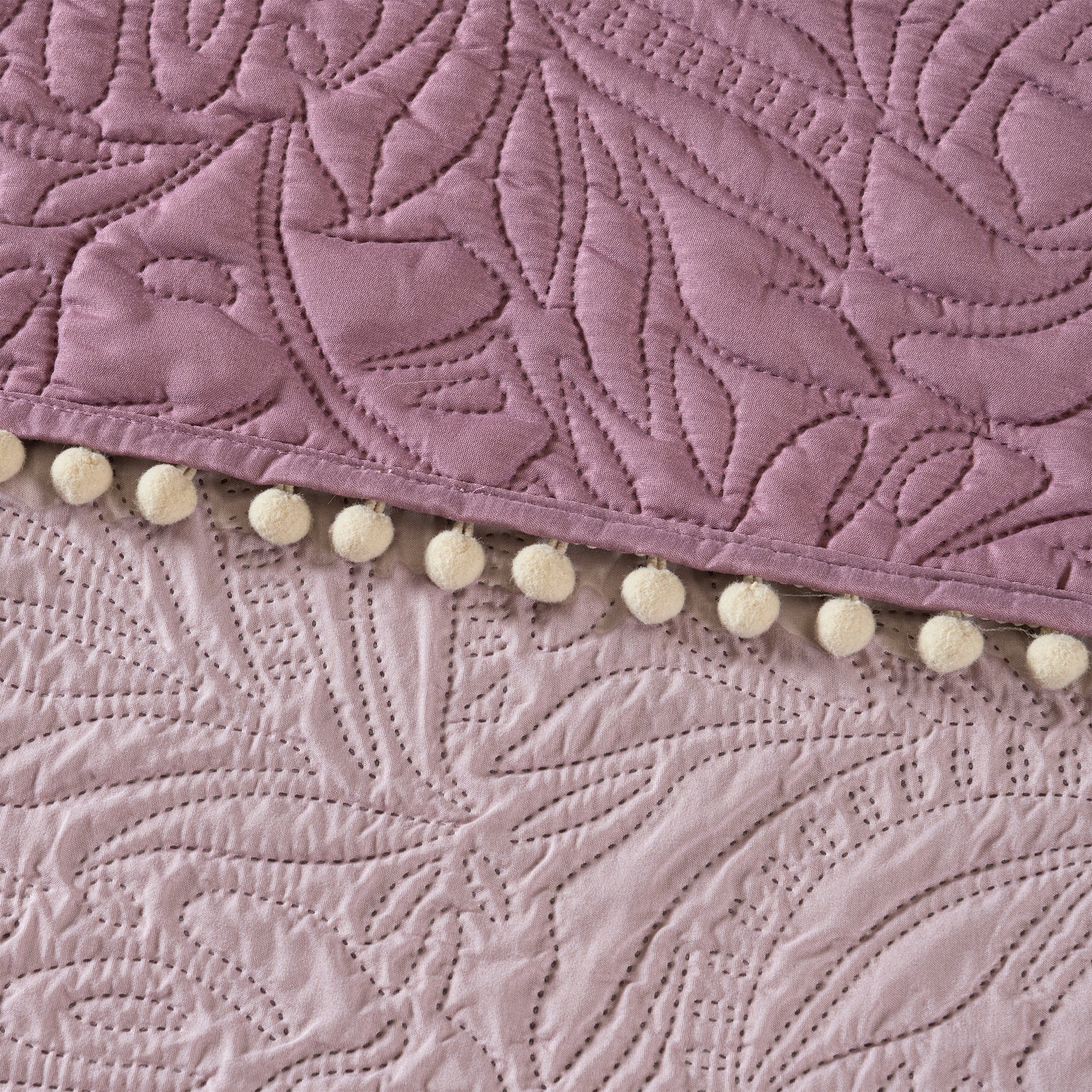 VIANNEY Funda Decorativa De Almohada Con Pompones Mulberry