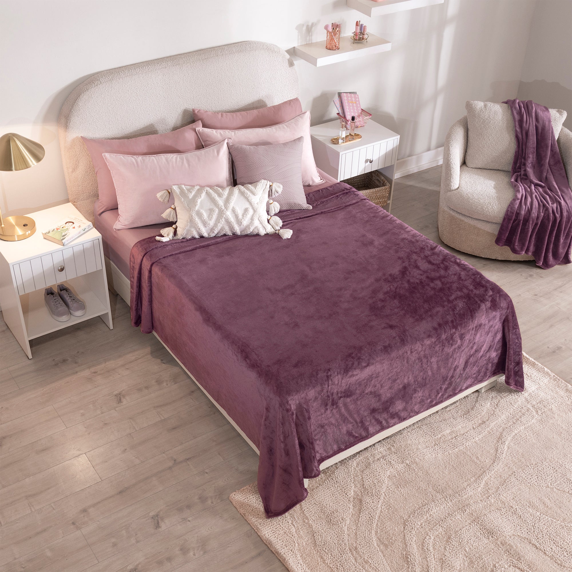 VIANNEY Cobertor Ligero Liso Súper Suave Berry