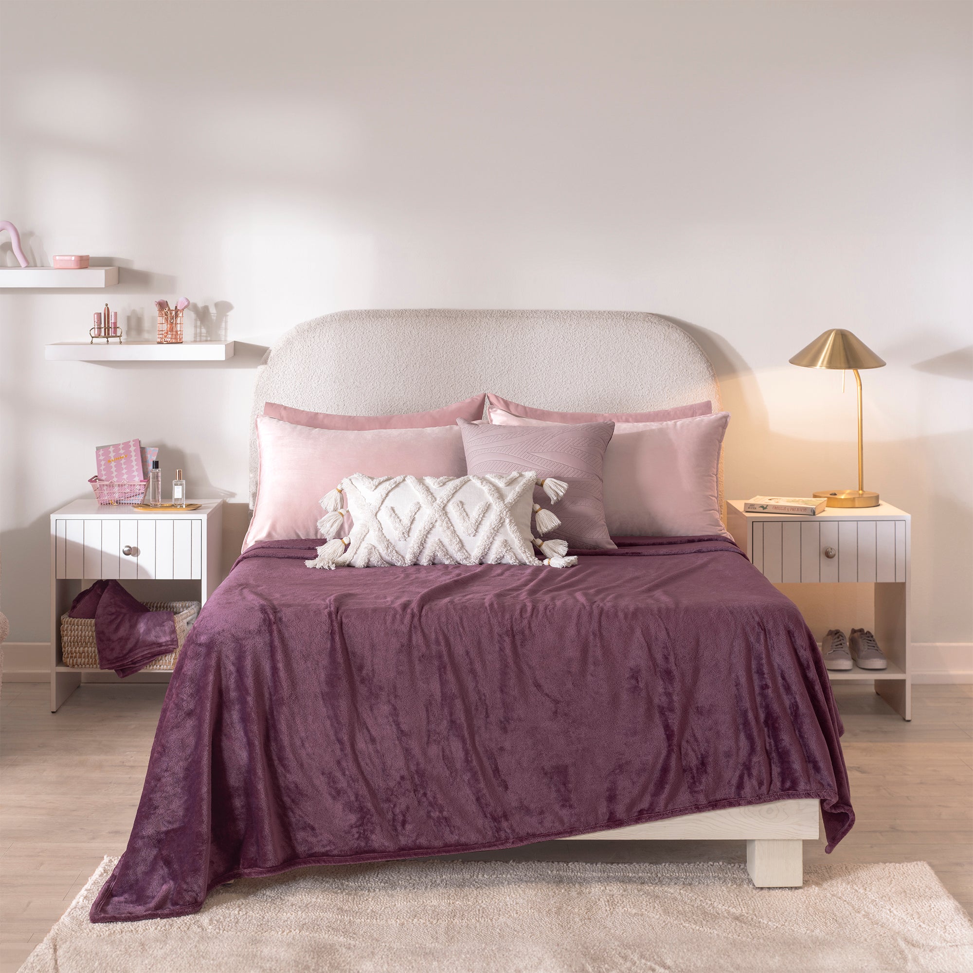 VIANNEY Cobertor Ligero Liso Súper Suave Berry