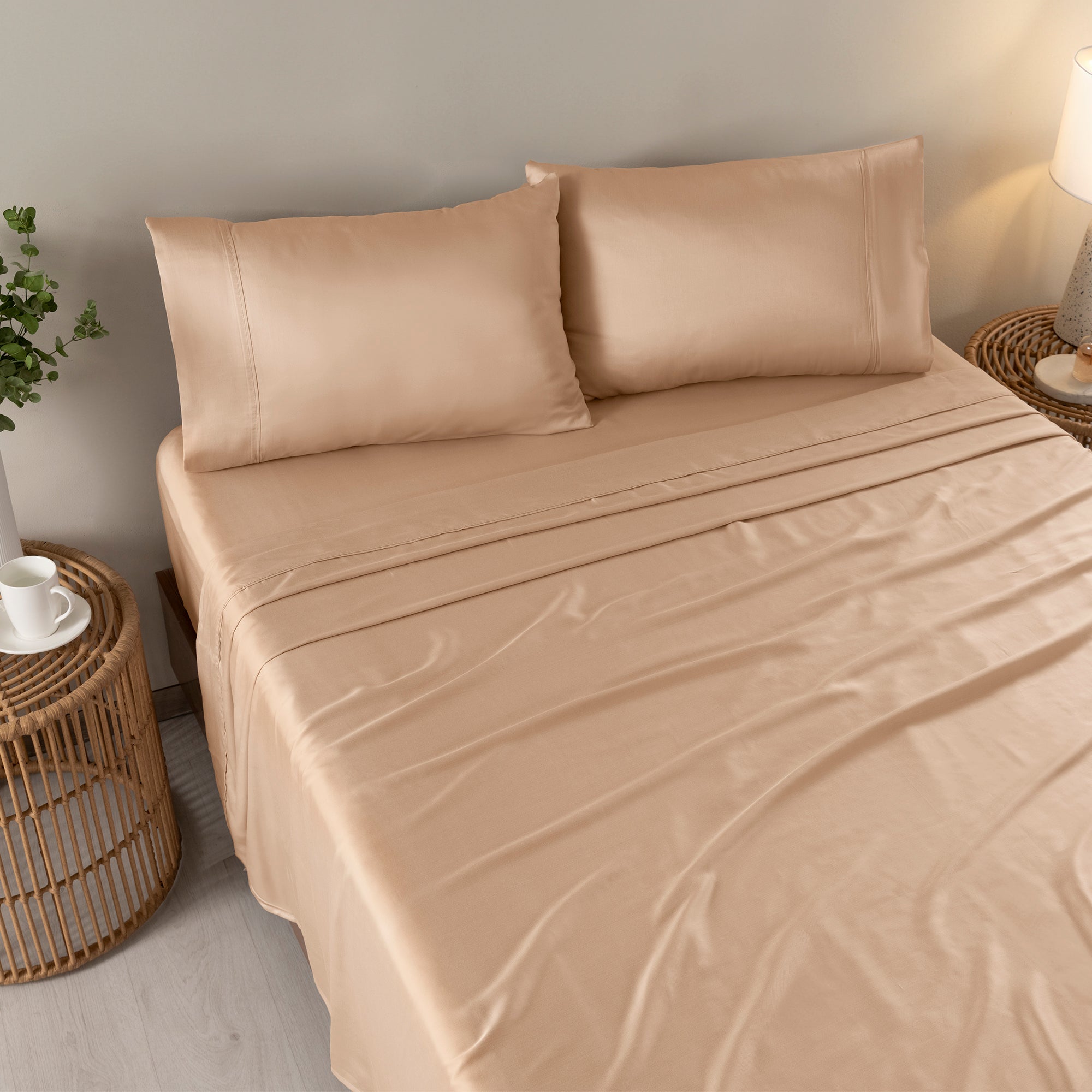 VIANNEY Juego De Sábanas Ultrasuaves Calidad Premium Con Fibras De Origen Natural Latte