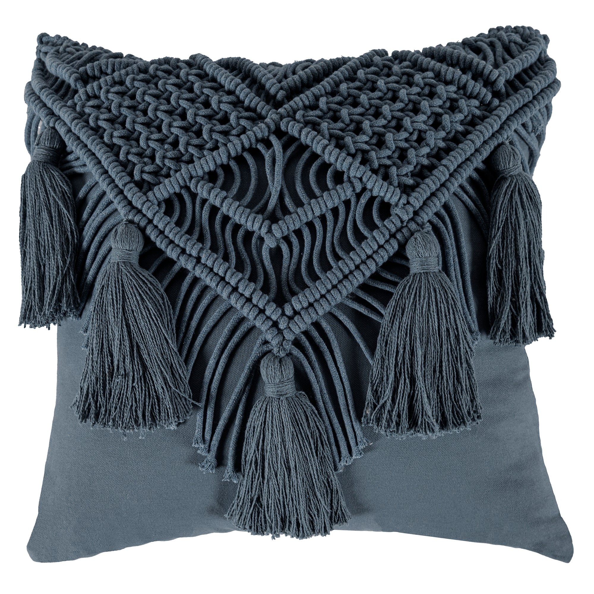 VIANNEY Funda De Cojín Con Tejido Mumbai Macrame Indigo