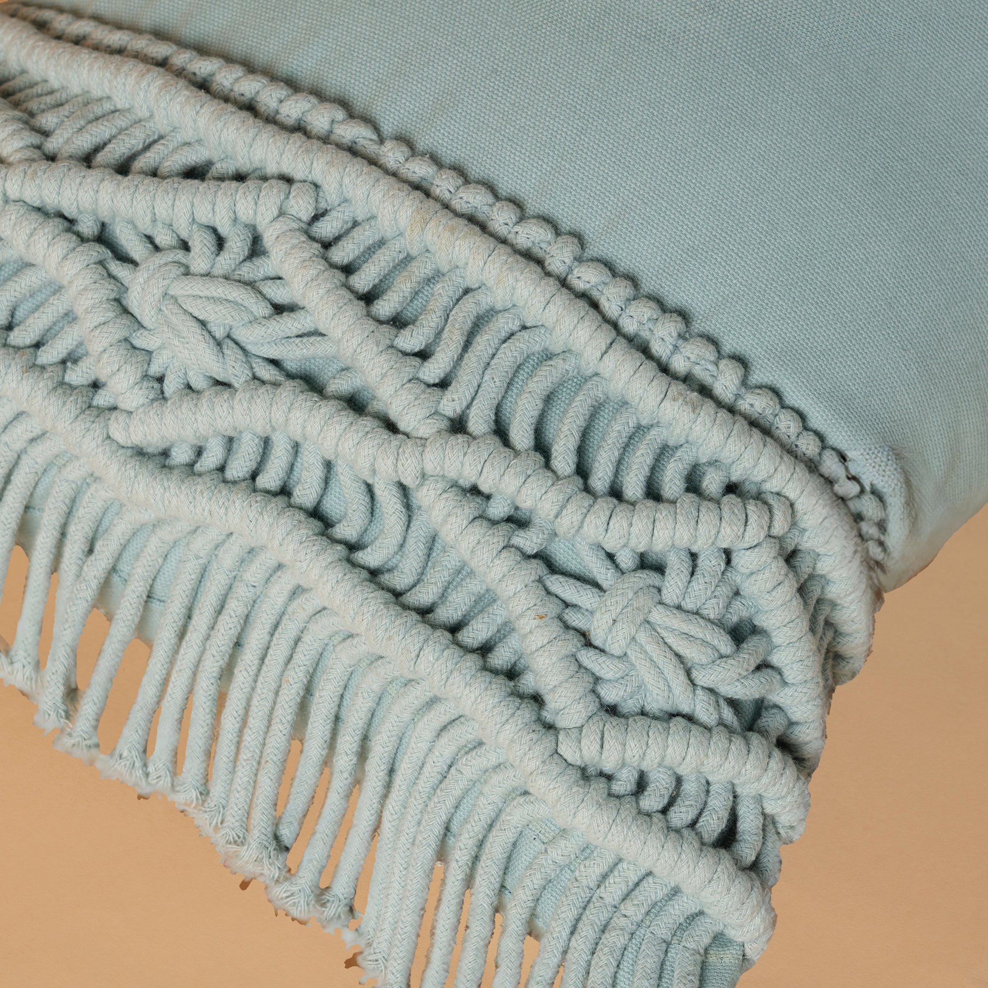VIANNEY Funda De Cojín Con Tejido Mumbai Macrame Aqua